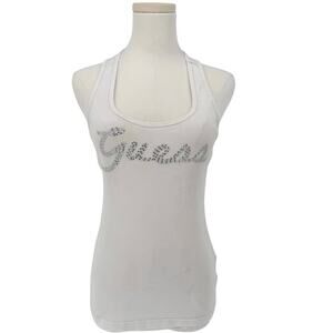 Vintage Y2K Guess Rhinestone Logo Tank Top Women's L Casual Designer Euro